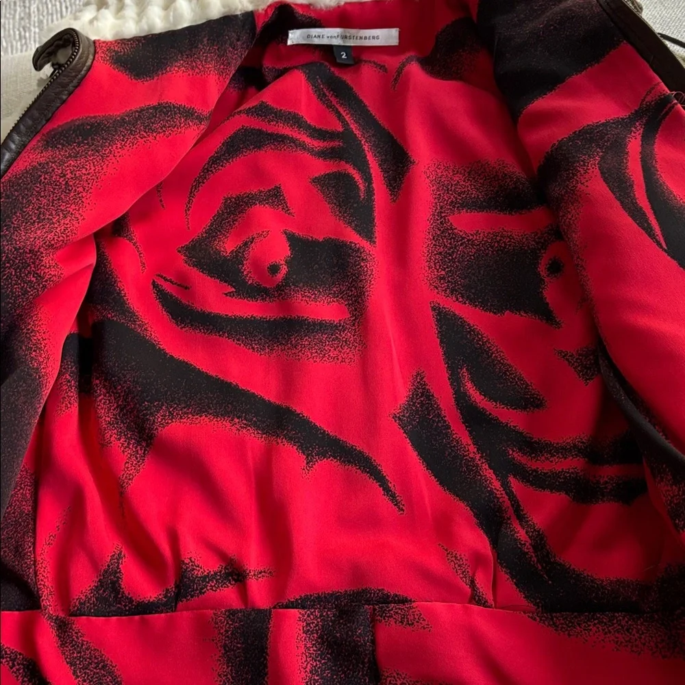 Diane Von Furstenberg White and Brown Teddy Jacket white rabbit fur - Picture 2 of 4